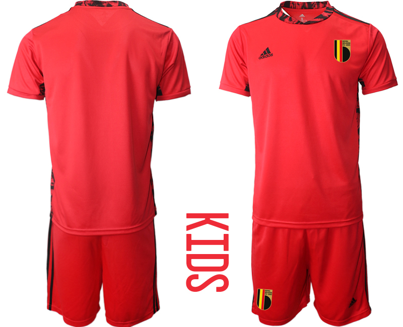 Youth 2021 European Cup Belgium red goalkeeper Soccer Jersey->belgium jersey->Soccer Country Jersey